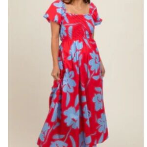 Pinkblush Red and Blue Floral Maxi Dress